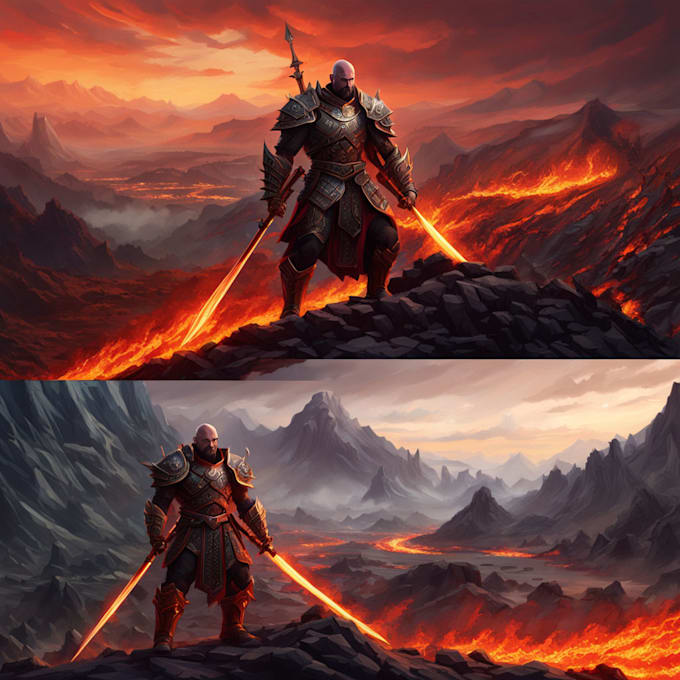 do fantasy realistic illustration or environment comic style