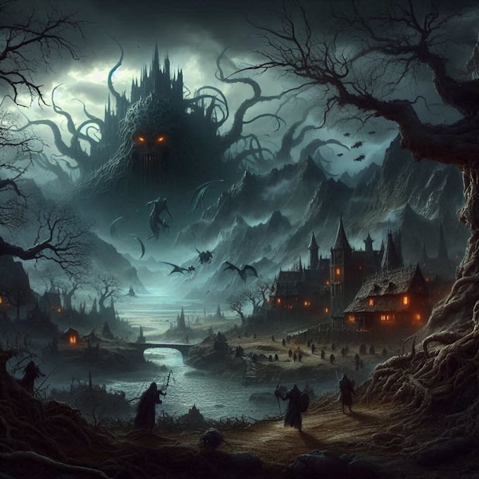 illustration environment concept art, fantasy landscape