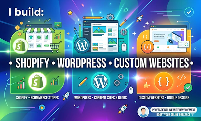 build premium shopify website, wordpress website and custom website
