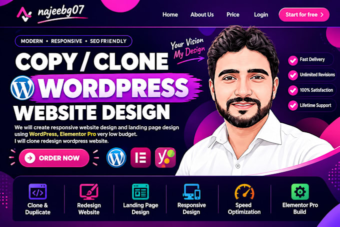 copy,clone, replicate or redesign any website , duplicate website using wp