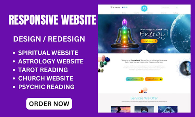 design spiritual website tarot reading website astrology website church website