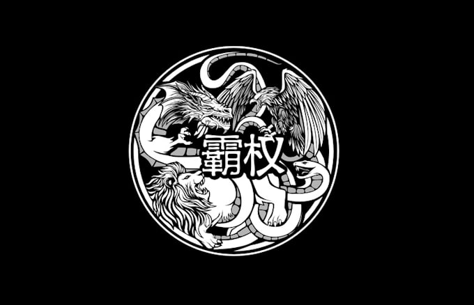 epic battle dragon eagle snake lion logo