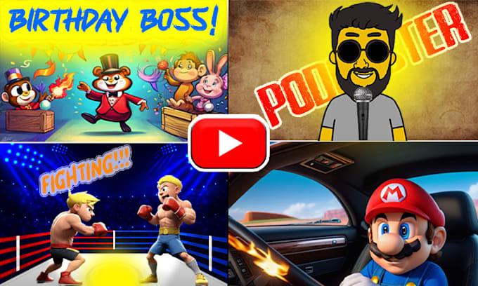 draw custom cartoon youtube thumbnail in any style