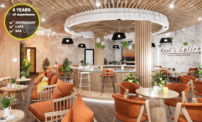 design restaurant café bar realistic 3d rendering