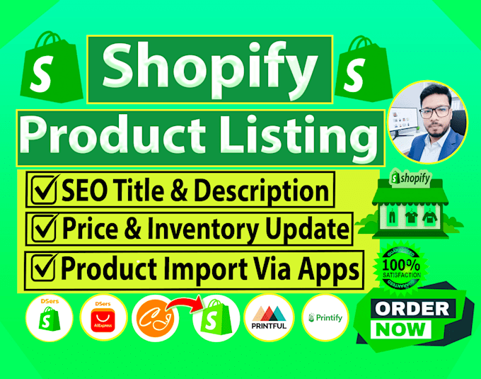 do professional shopify product listing, product upload and product import