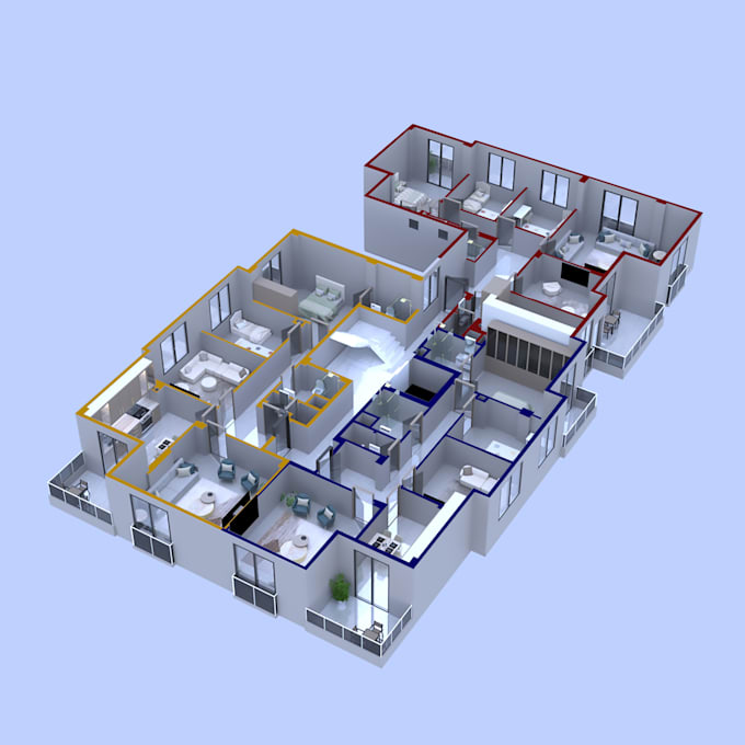 Make 3d floor plan and rendering by Fatmasvgi | Fiverr