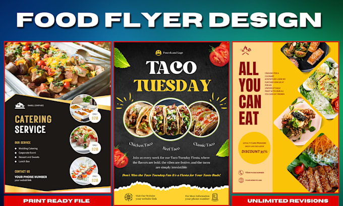 professional graphic design for menu cards, flyers, and party invitations