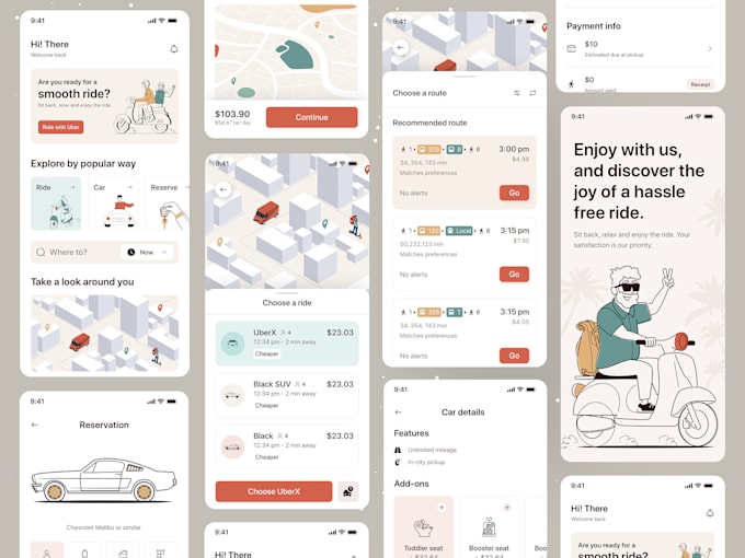 develop taxi booking app, ridesharing app, carpooling app, escooter app