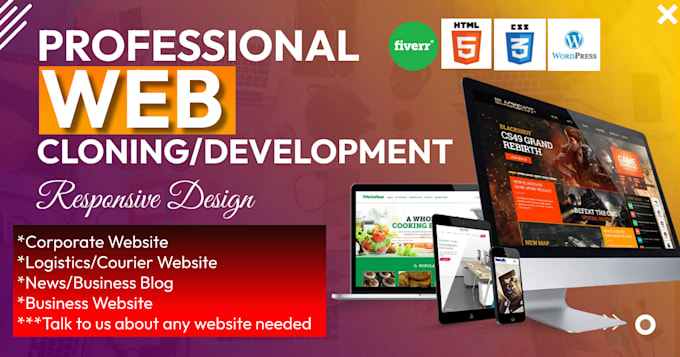 Create, copy clone website in html css and wordpress by Justnownow | Fiverr