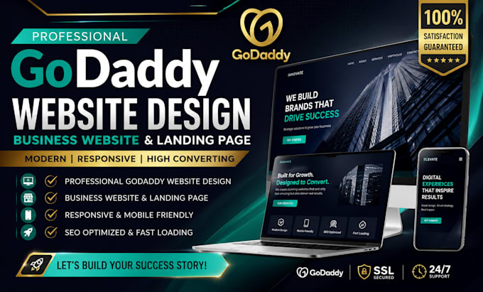 professional godaddy website business website and landing page