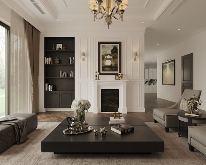 render 3d interior, interior design, house, restaurant
