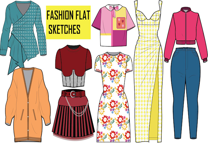 Do professional fashion illustration flat sketches for you by