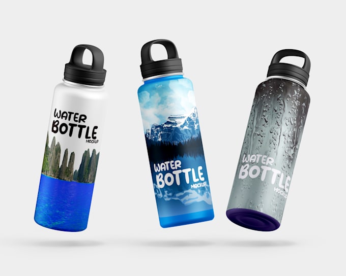 do juice, water bottle and can label design
