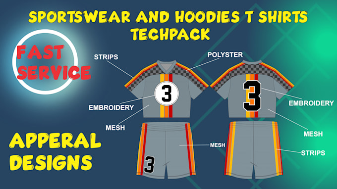 make sportswear tech pack detailed design for you