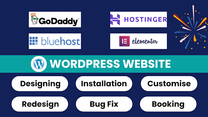 design clean website design on wordpress, godaddy,  bluehost,  hostinger