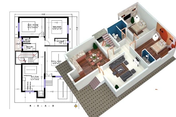 Turn 2d floor plan in to realistic 3d floor and render by Anlayan288 ...
