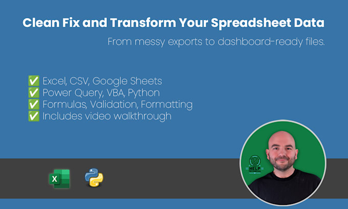 import, clean, organise and automate your excel or CSV data