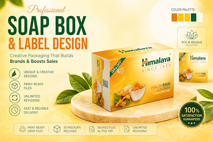 custom design and redesign soap, cosmetics packaging, wraps, labels