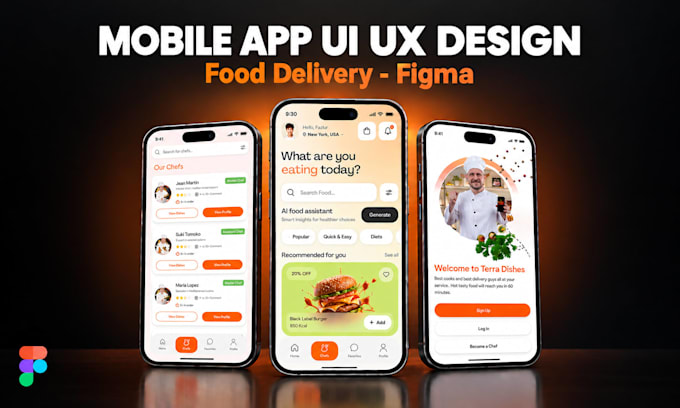 do mobile app ui ux design and food delivery app ui in figma