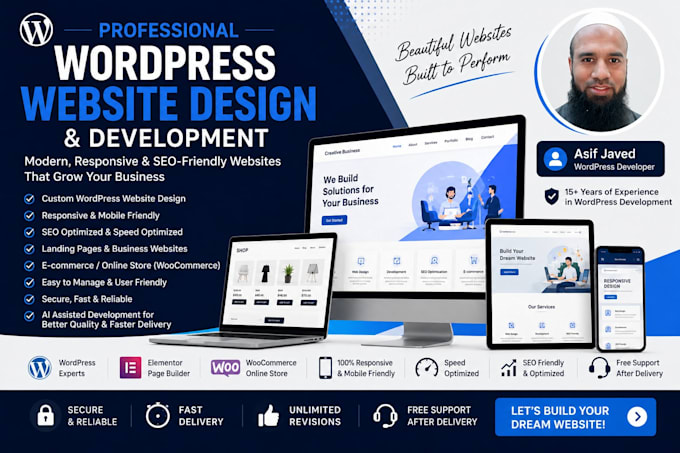 do wordpress responsive website, landing page and online store