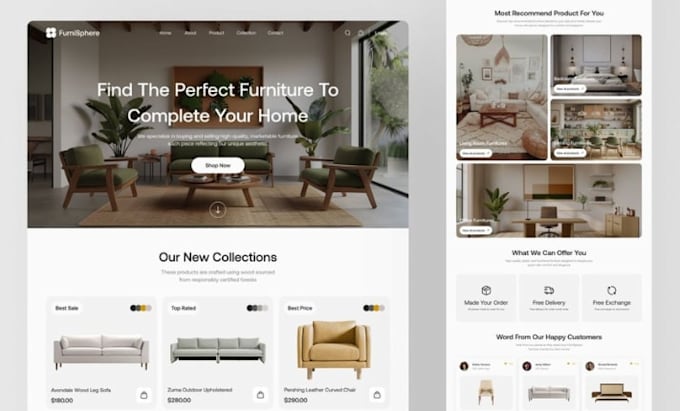 build luxury furniture website home decor shopify interior design store