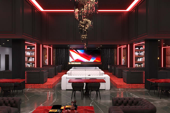 Do 3d interior design for lounge, bar or nightclub by Selingoksal | Fiverr