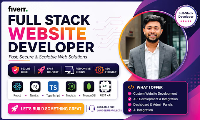 do custom website development as full stack web developer, backend developer