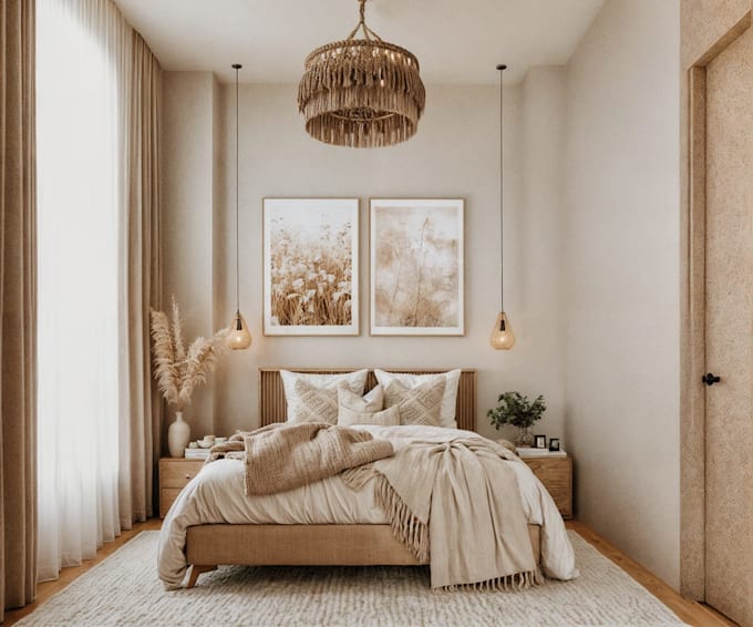 do interior design for bedroom, bathroom, kitchen, living