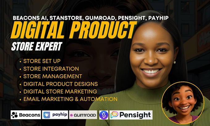 set up stan store expert, gumroad, payhip expert, beacons ai, linktree, taplink
