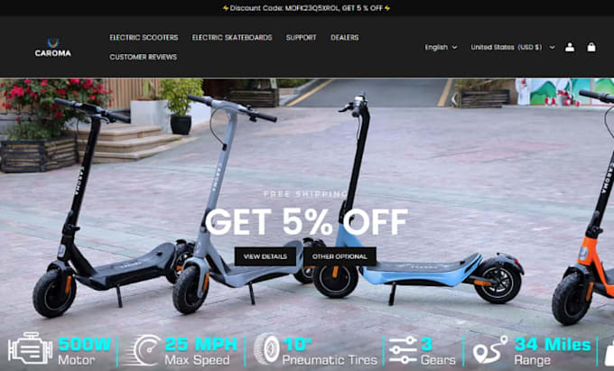 build electric scooter shopify store solar scooter store bycycle bike website