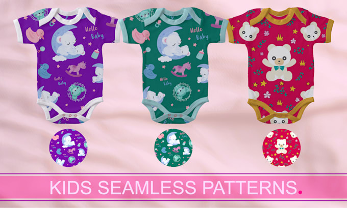 create seamless pattern design, textile prints for kids