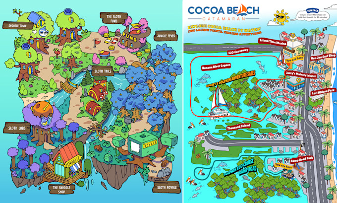 create event, tourist, and fantasy map illustration
