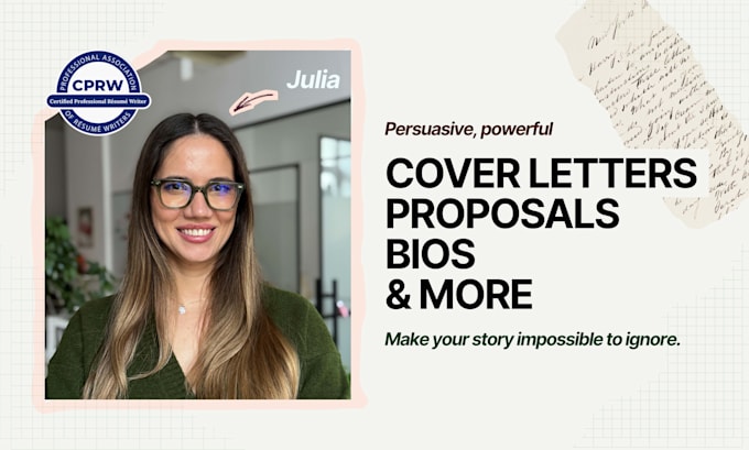 write a custom cover letter, bio, or professional intro that sounds like you