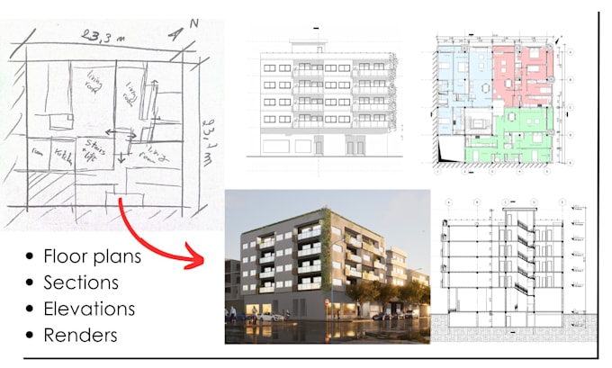 View of Transform your sketches into architectural drawings by Azsecond | Fiverr