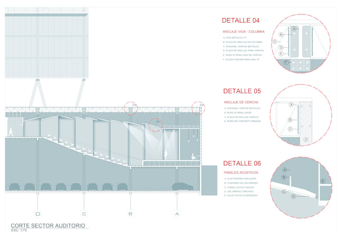 do architectural section 2d and construction details drawing