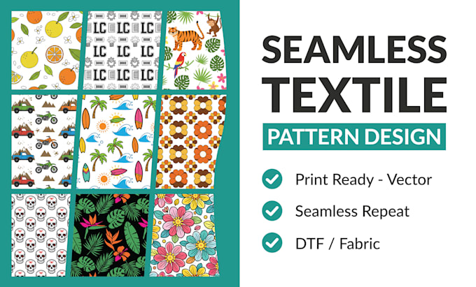 create seamless textile pattern design for fabric, dtf