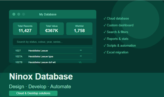 create a database using ninox and keep it updated for you