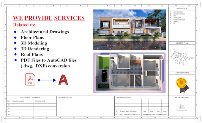 create architectural drawings, floor plans, elevations with 3d modelling