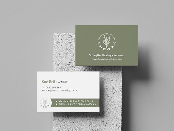 design minimalist business card and logo for eco brand, yoga company