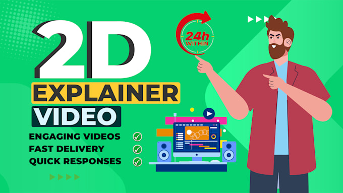 create 2d animated explainer video, marketing video ads