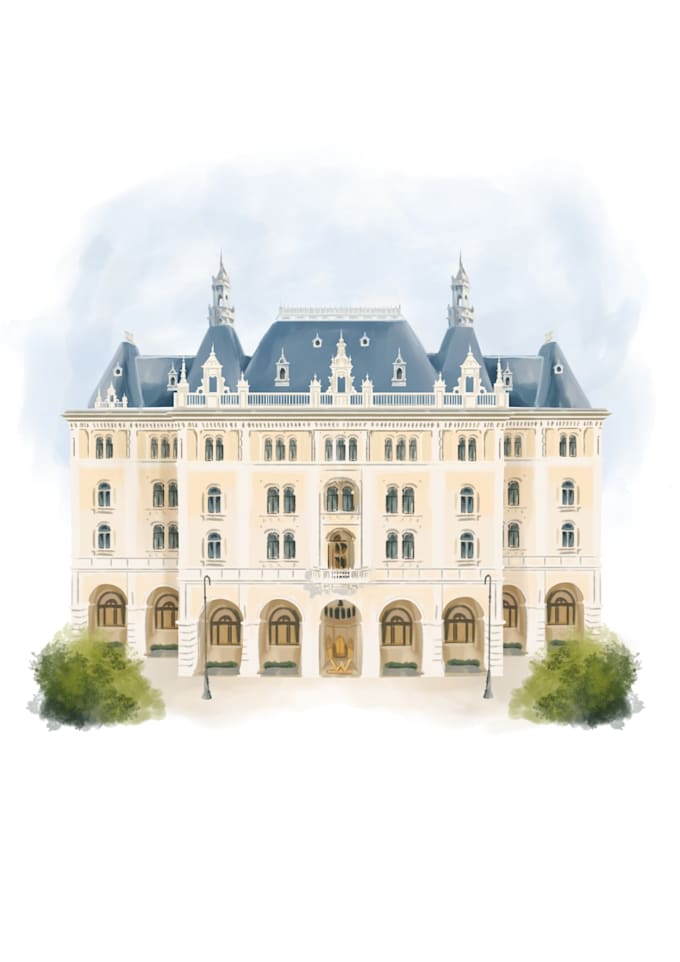 illustrate your wedding venue in watercolor realistically
