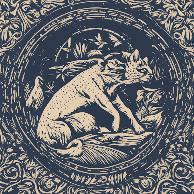 create animal linocut tshirt design for brands