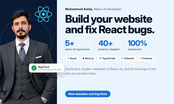 build website and also bug fixing using react js