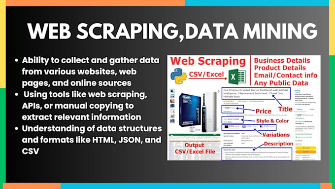 web scraping, web crawling, data mining from any website