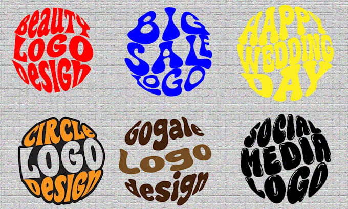 make hand drawn typography logo design circle style