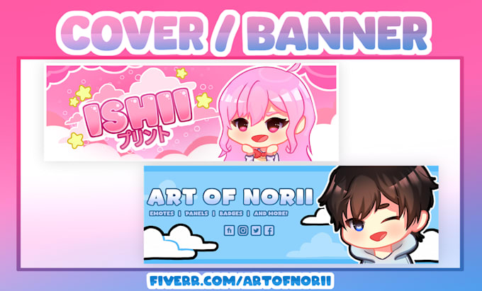 create cute chibi banner for youtube, twitch, twitter, etc