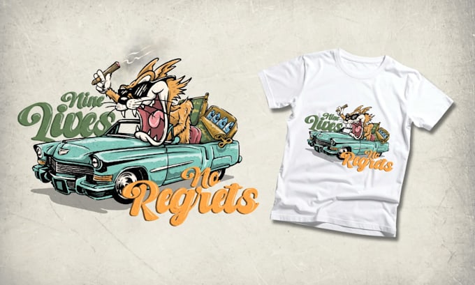 do vintage t shirt design, logo in hand drawn style