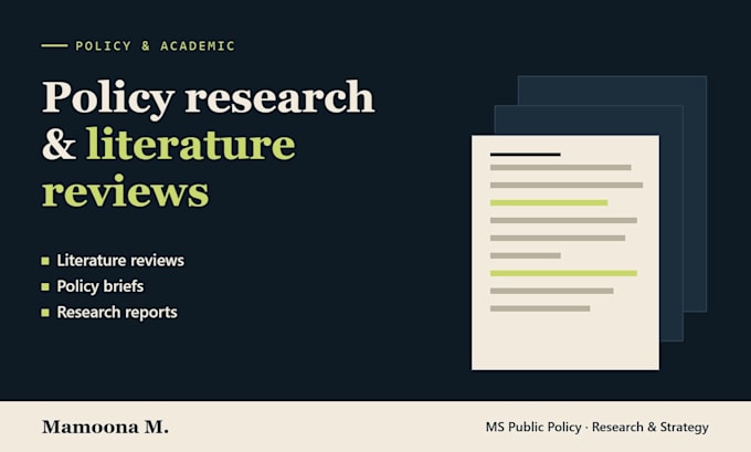 do policy research, literature reviews and research briefs