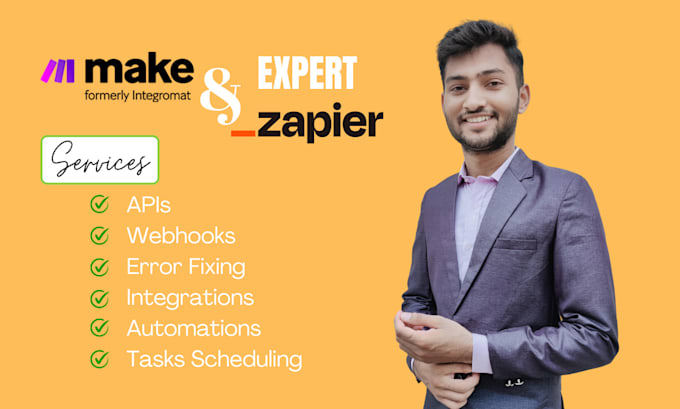 setup make zapier automations, integrations, and fix errors