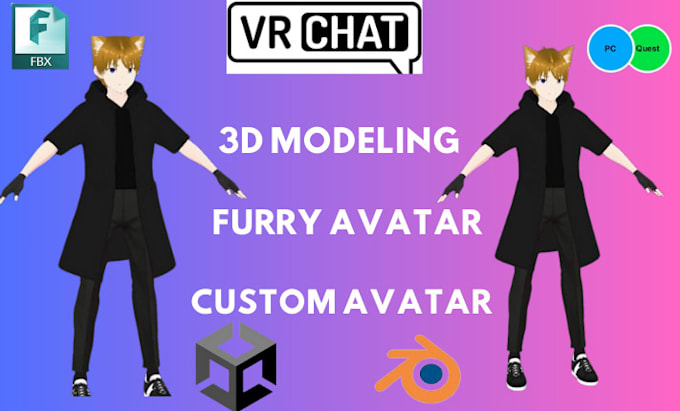 create vrchat avatar 3dmodel vtuber furry avatar